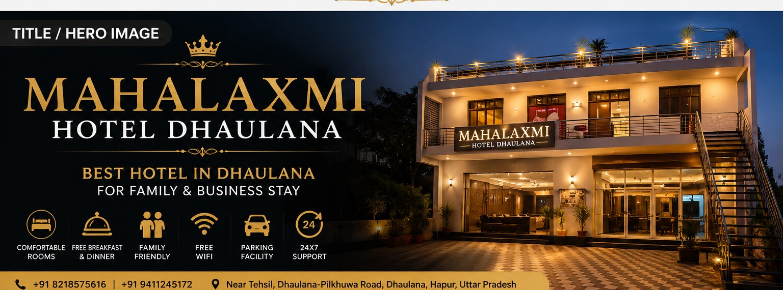 Hotel Mahalaxmi Dhaulana — exterior at dusk